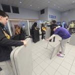 Volunteers setting up tables