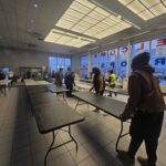 Volunteers setting up tables